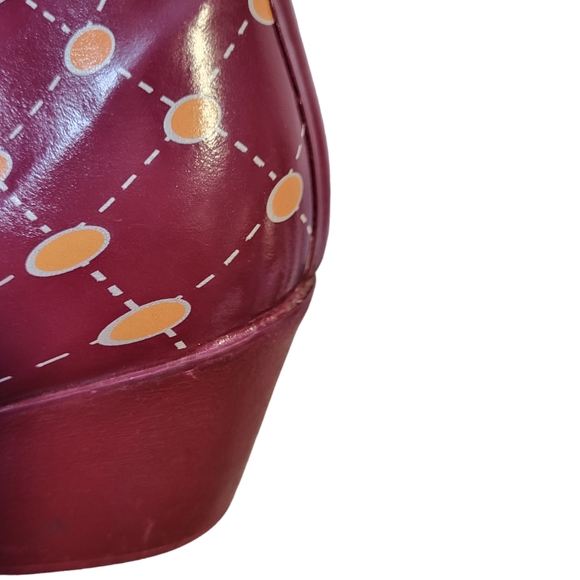 Stadium Stompers Women's Polka Dot Rain Boots Orange/ Raspberry Color Size 39. - Picture 3 of 11